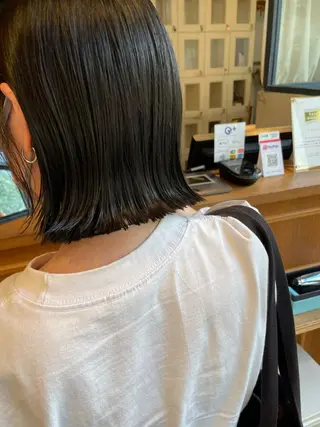 ミディアム カラー パーマ ヘアアレンジ 抜け感ボブ×パーマ |kazaneのヘアスタイル