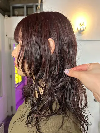 セミロング カラー パーマ maho/垢抜け カラーパーマメイクのヘアスタイル