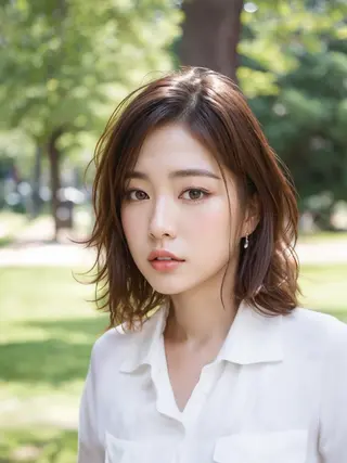 カラー ミディアム 福井 瑞季のヘアスタイル
