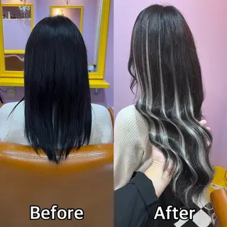 ロング シール＋ちび編み込み エクステ梅田🐨のヘアスタイル