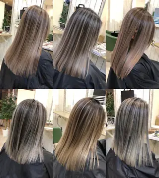 セミロング 韓国レイヤー外国人風 透明感カラー髪質改善のヘアスタイル