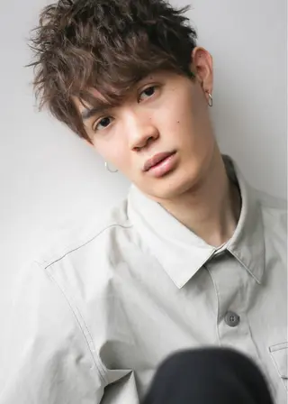ショート パーマ メンズ ✨ブリーチなし透明感 池袋 水野のヘアスタイル
