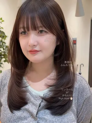 セミロング fitするカット♡ 暖色/ふうか◠‿◠のヘアスタイル