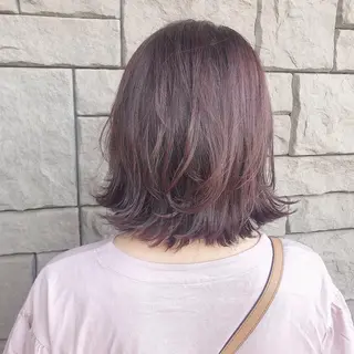ミディアム カラー 店長/mao/ 前髪/顔周りカットのヘアスタイル