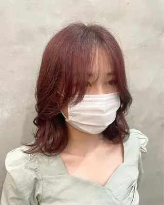 ミディアム カラー 【ピンク/韓国ヘア/ ヘアセット】亜海のヘアスタイル