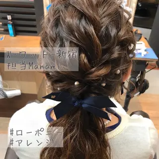 セミロング カラー パーマ ヘアアレンジ メンズ キッズ ネイル マツエク・マツパ 新宿駅近♡友達とOK 🦋W -ワット -のヘアスタイル