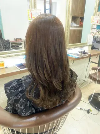 セミロング カラー パーマ ヘアアレンジ kame|レイヤー / 似合わせ顔周りのヘアスタイル