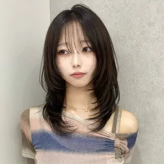 ミディアム ハッシュカット🖤✨ 顔周り/韓国ヘアのヘアスタイル
