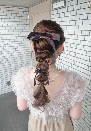 ロング ヘアアレンジ 参列♡デートゆるふわ ヘアメイク🎀みゆうのヘアスタイル