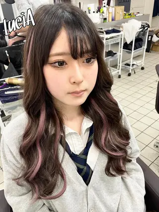 ロング ヘアアレンジ カラー MISAKIエクステ ブリーチ\5900のヘアスタイル