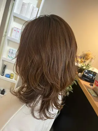 カラー ヘアアレンジ キッズ マツエク・マツパ アイブロウ 透明感カラー🤎 ゆりのヘアスタイル