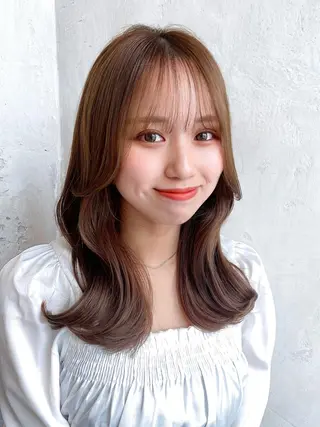 セミロング カラー 顔周り/くびれヘア 韓国ヘア💕風間るなのヘアスタイル