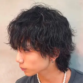 ミディアム パーマ ヘアアレンジ メンズ fifth 石川 凪のヘアスタイル
