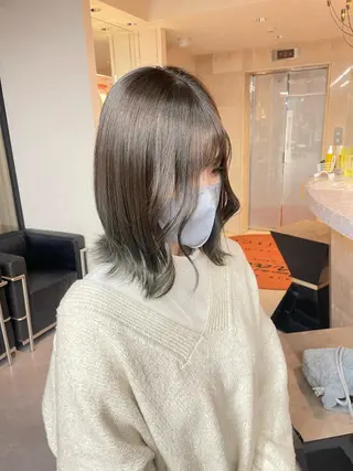 セミロング カラー ヘアアレンジ 韓国×艶髪 さきのヘアスタイル