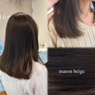 セミロング カラー 垢抜け小顔レイヤー オリーブ/スミレのヘアスタイル