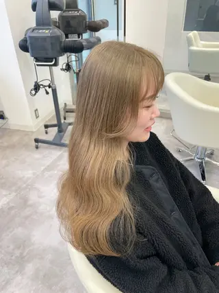 ロング カラー 髪質改善/透明感カラ ー/縮毛/ meiのヘアスタイル