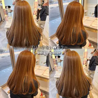 ロング ブリーチなしwカラー メンズパーマ新居見のヘアスタイル