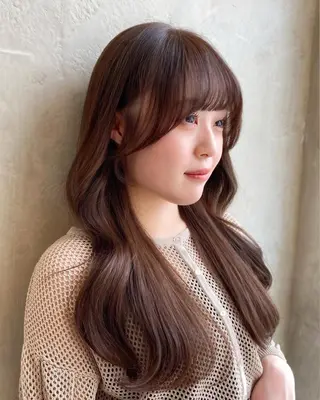 セミロング カラー 顔まわりカット🌟 くびれヘア/寺門遥輝のヘアスタイル