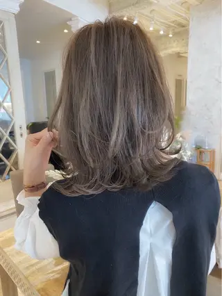 ミディアム ブリーチなし透明感 カラー/松沢州途のヘアスタイル