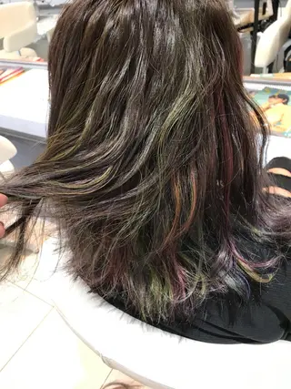セミロング カラー 湯浅 了一のヘアスタイル