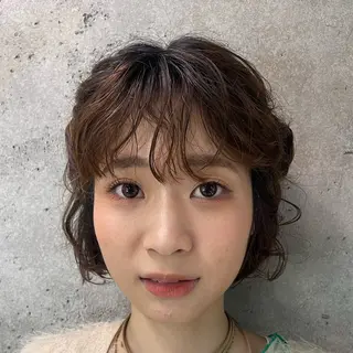 パーマ レイヤー/透けカラー アレンジ/篠崎渚彩のヘアスタイル