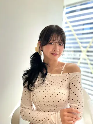 セミロング ♥️透明感×抜け感 ベージュ/佑珠♥️のヘアスタイル