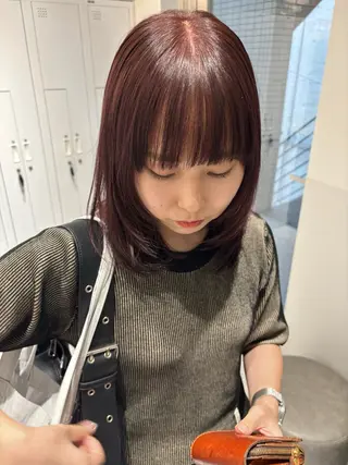 ミディアム カラー satsuki 暖色・ブラウンカラーのヘアスタイル