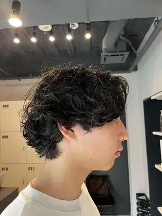 ショート パーマ メンズ うる艶カラー/恵比寿 ベージュ/丸山陽平のヘアスタイル