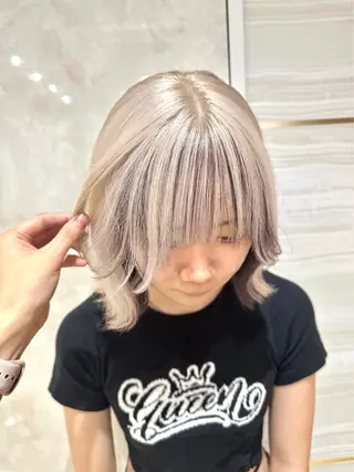 ミディアム カラー パーマ ヘアアレンジ メンズ 🌱巴結生🌿大宮 ☁️ミルクティーのヘアスタイル