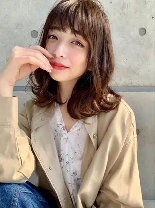 セミロング カラー パーマ 【赤み消しカラー】 中野浩太のヘアスタイル