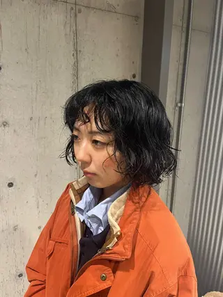 ミディアム パーマ ボブ×艶カラー 特化・リクト💥のヘアスタイル