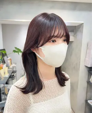 セミロング カラー ウルフ🦋顔まわり ❤︎ ͛MEIのヘアスタイル
