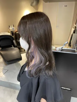 セミロング カラー ムラ修正.ブリーチ エクステ🤍アミルのヘアスタイル