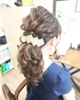 セミロング ヘアアレンジ 早朝✨ヘアセット 着付け/清水玲歌のヘアスタイル