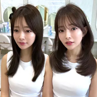 セミロング カラー 似合わせレイヤー/ 透明感カラーのヘアスタイル