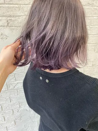 ミディアム カラー オリーブ/アッシュ やわらか透明感カラーのヘアスタイル