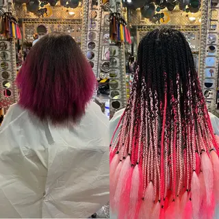 ロング カラー ヘアアレンジ 🌈派手髪エクステ ブレイズ🌈ひろとのヘアスタイル