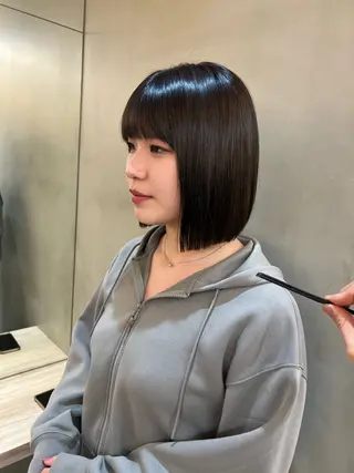 ショート カラー レイヤーボブ縮毛矯正 韓国RINAのヘアスタイル
