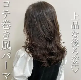セミロング コテ巻き風パーマ💛 池袋のヘアスタイル