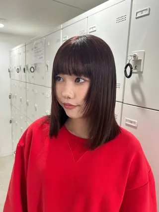 セミロング 愛結 暖色カラー🎀🩰のヘアスタイル