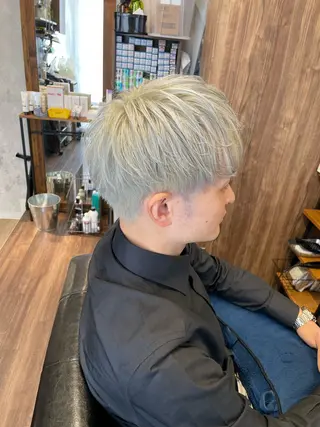 カラー メンズ Lull1人美容室 バレイヤージュのヘアスタイル