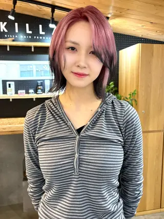 ミディアム カラー ヘアアレンジ 🧸艶々韓国ヘア 🧁mizunaのヘアスタイル