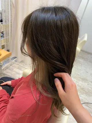 ロング カラー 酸性ストレート/ブリ ーチなしWカラー河本のヘアスタイル