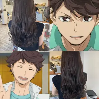 セミロング カラー インナーカラー 推し ブリーチ  髪質改善のヘアスタイル