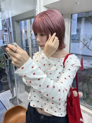 セミロング カラー 赤み消しカラー/ ナチュラル/トモキのヘアスタイル