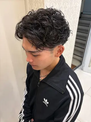 ショート パーマ 本厚木パーマ&ブリー チMEN'Sショートのヘアスタイル