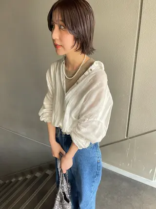 ショート カラー 💓パーマ，💗 レイヤーカットのヘアスタイル