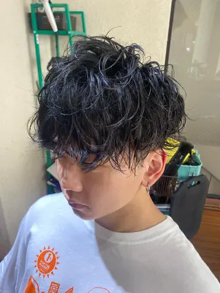 ショート パーマ メンズ 三ノ宮フェザーパーマ 10月再開予定のヘアスタイル