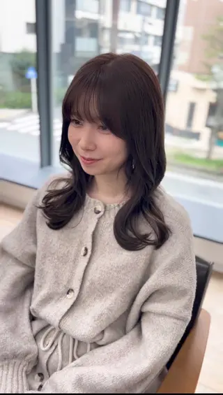 セミロング カラー パーマ ヘアアレンジ メンズ キッズ レイヤーカット 🌿透け感カラーのヘアスタイル