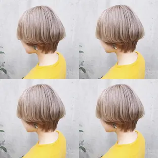 ショート カラー ヘアアレンジ TAKUMAブリーチ /切りっぱなし🪽のヘアスタイル